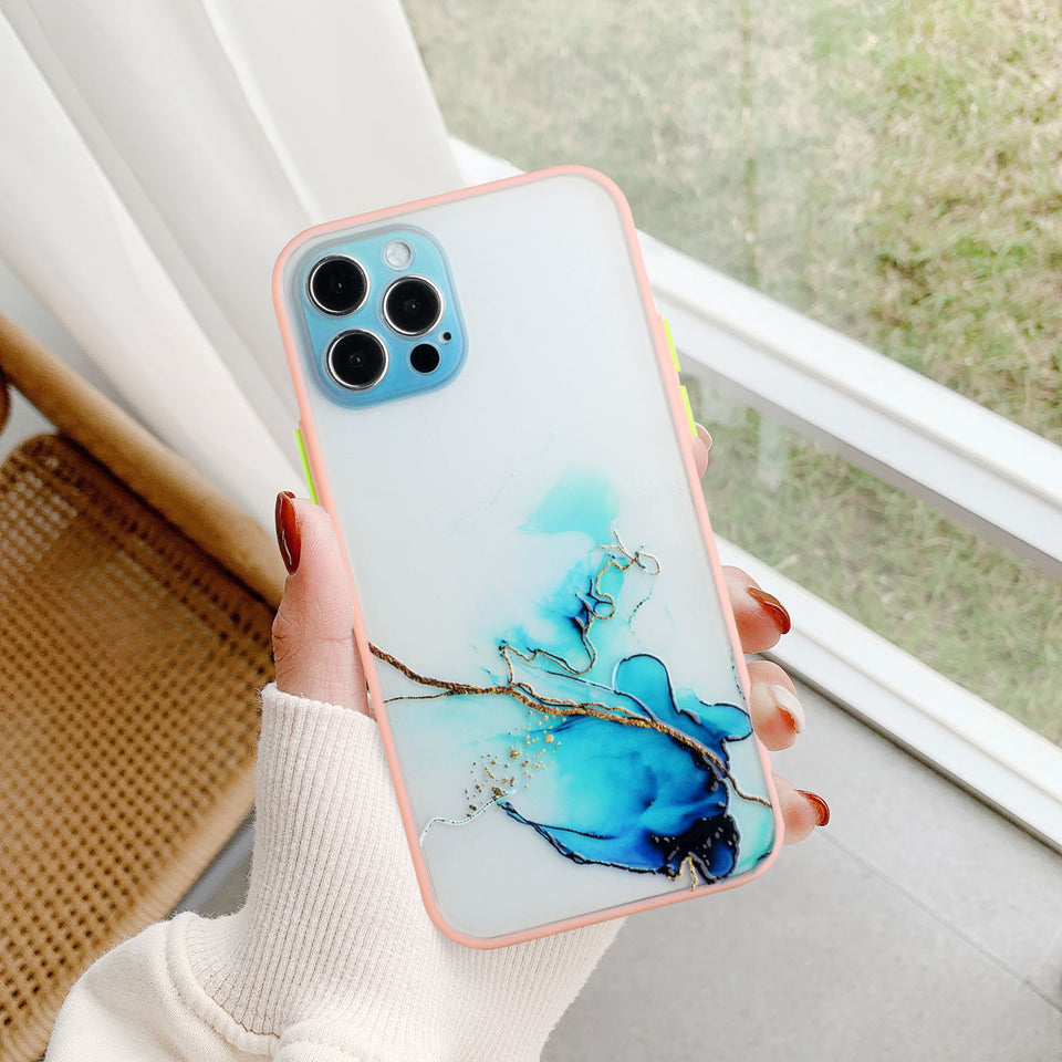 Marble Phone Case for IP13Promax/12 Skin-Feeling Watercolor Varnish Apple Protective Case