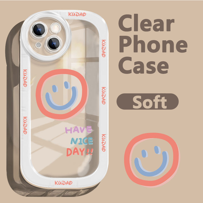 Smiley Face iPhone 14 Phone Case Apple 13pro Transparent 12 Simple 11 All Inclusive XR Men And Women XSMAX Protective Case