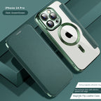 Suitable for iPhone 16 gold shield electroplated magnetic flip cover leather case Apple 15 all inclusive lens 14 protective case