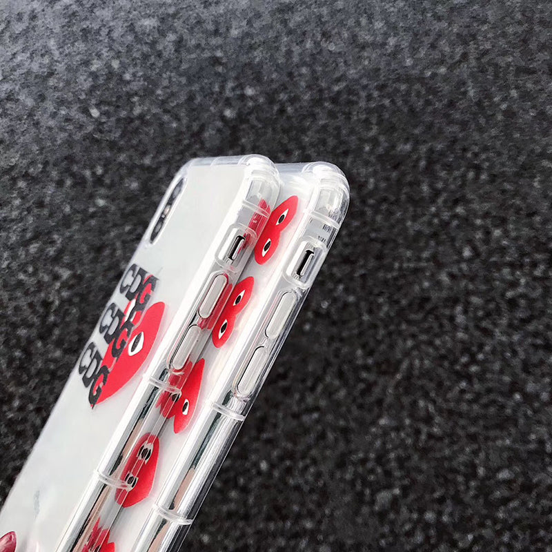 Play Comme Des Garcons Transparent Soft Cover case for iphone 6 plus 7 7plus 8 8plus X XR XS MAX