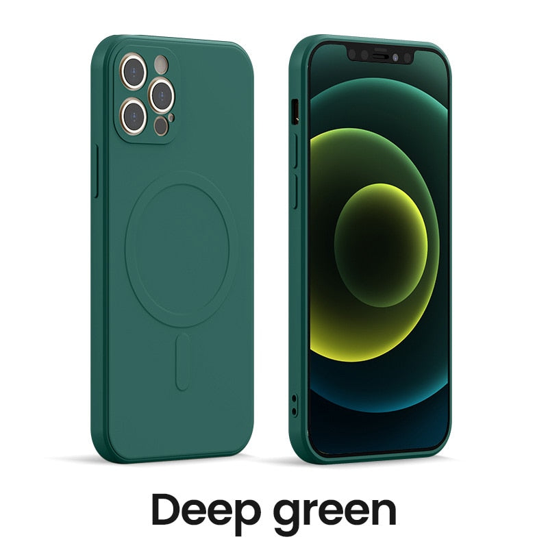 Liquid Silicone Magnetic Case for iPhone 12 Pro Max 11Pro X Xs Xr 7 8 Plus 12 Mini Wireless Charger Magsafing Magnet Back Cover