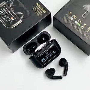 AirPods Touch L.C.D A9 Black Bluetooth Earbuds Heavy Sound