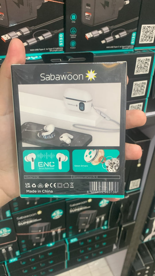 Sabawoon ST36 TWS Wireless Earbuds Bluetooth 5.4 with ENC & Digital Display