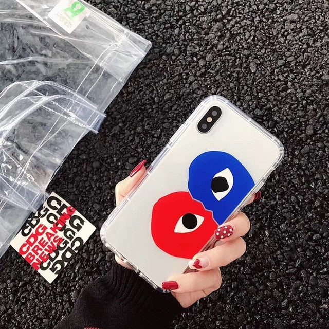 Play Comme Des Garcons Transparent Soft Cover case for iphone 6 plus 7 7plus 8 8plus X XR XS MAX