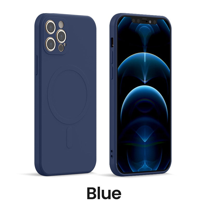 Liquid Silicone Magnetic Case for iPhone 12 Pro Max 11Pro X Xs Xr 7 8 Plus 12 Mini Wireless Charger Magsafing Magnet Back Cover