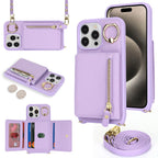Suitable for iPhone 17 phone case 14 Pro multifunctional zipper coin purse diagonal cross protective case