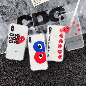 Play Comme Des Garcons Transparent Soft Cover case for iphone 6 plus 7 7plus 8 8plus X XR XS MAX