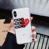 Play Comme Des Garcons Transparent Soft Cover case for iphone 6 plus 7 7plus 8 8plus X XR XS MAX
