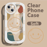 Smiley Face iPhone 14 Phone Case Apple 13pro Transparent 12 Simple 11 All Inclusive XR Men And Women XSMAX Protective Case