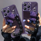 Electroplating TPU Soft Protective Case Transparent Teddy Bear Bracelet for IPhone 16 Promax Suitable for Apple 14/15 Phone Case