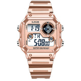Lige Electronic Watch Unisex Watch Luminous Display Watch Multi-Function Chronograph Alarm Clock