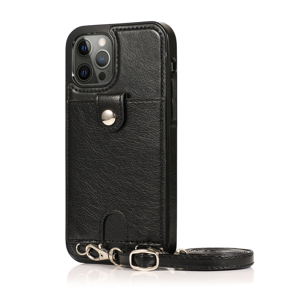 Suitable For iPhone 12promax Card Phone Leather Case Apple 13 Silicone Soft 7/8P Oblique  Phone Cover