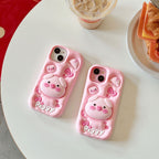 Protective Case with Stand for iPhone 17 Pro Max, Pink Pig Design, Full Coverage Shockproof Case for iPhone 15/14/13/12 Pro