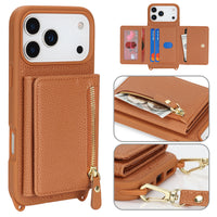 Suitable for iPhone 17 phone case 14 Pro multifunctional zipper coin purse diagonal cross protective case