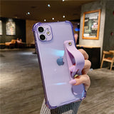 Wrist Strap Transparent Phone Case For iPhone 11 11Pro Max XR XS Max X 7 8 Plus 11Pro 12 Pro Fluorescent Color Soft Back Cover