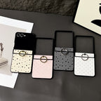 Compatible with Samsung Z Flip7 Glitter Star Ring Holder Metal Clip for Z Flip5/4 Phone Case Z Flip6 Leather Texture
