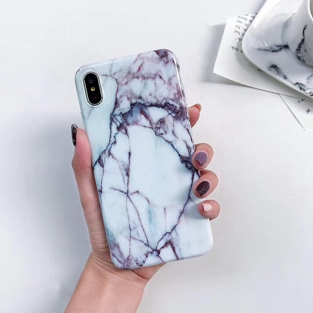 Luxury Marble Case For iPhone 7 Case Soft Silicone Back Cover For iPhone 6 6S 7 Plus 8 Plus Coque iPhone X XR XS Max Case Cover
