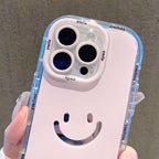 Mirror cream case suitable for Apple 16 Promax phone case with painted smiling face on iPhone 14/13