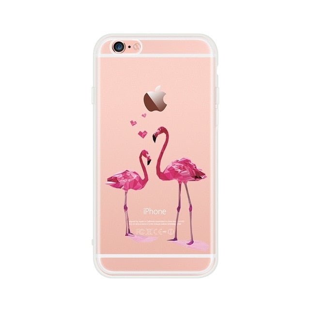 Silicon Case For iPhone 7 7Plus 6 6S 5 5S SE Case Soft TPU Cover Flower Leaves Bird