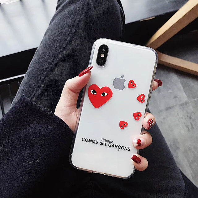 Play Comme Des Garcons Transparent Soft Cover case for iphone 6 plus 7 7plus 8 8plus X XR XS MAX