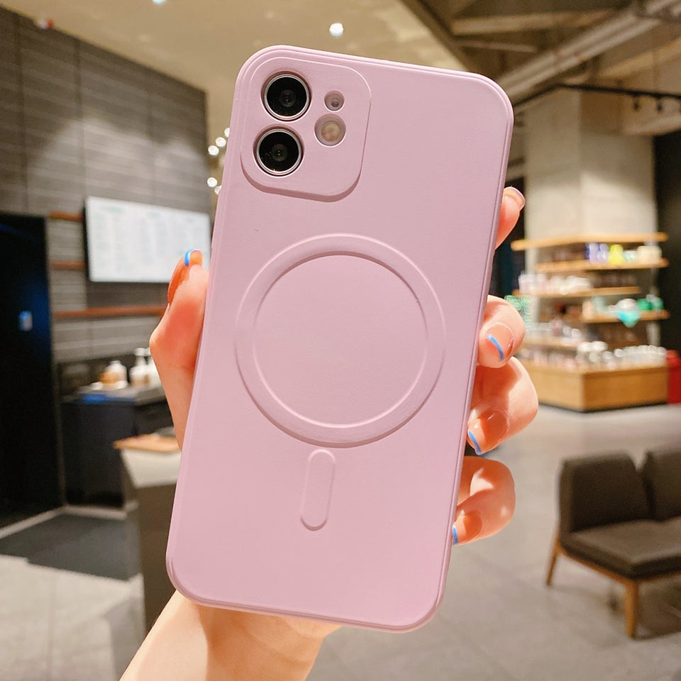 Liquid Silicone Magnetic Case for iPhone 12 Pro Max 11Pro X Xs Xr 7 8 Plus 12 Mini Wireless Charger Magsafing Magnet Back Cover