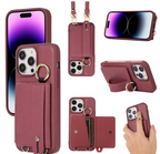 Suitable for Apple 16 Pro card case phone case card insertion 17 Pro Max 16E wrist strap phone leather case