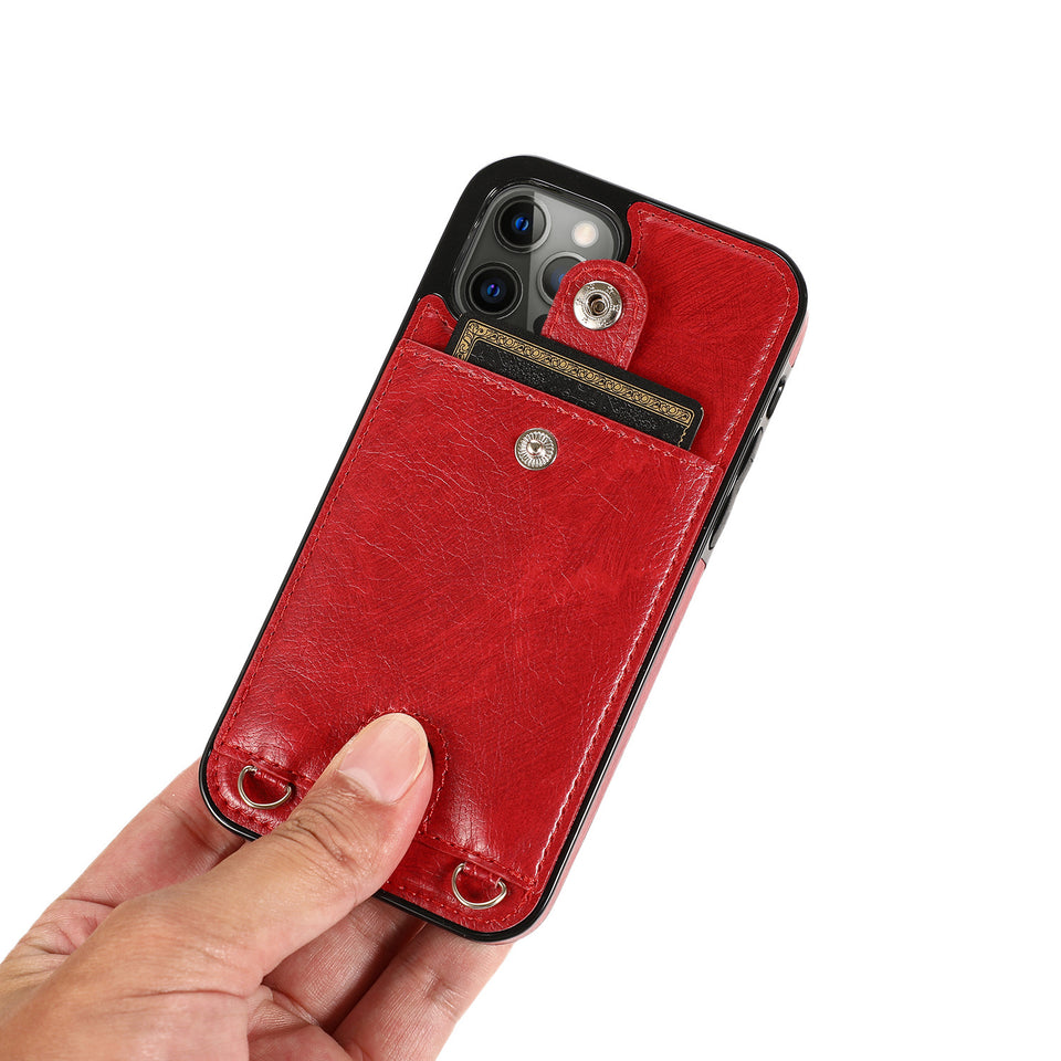 Suitable For iPhone 12promax Card Phone Leather Case Apple 13 Silicone Soft 7/8P Oblique  Phone Cover