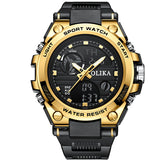 Men's dual display waterproof electronic watch, outdoor sports timing multifunctional quartz electronic watch, shock resistant student watch