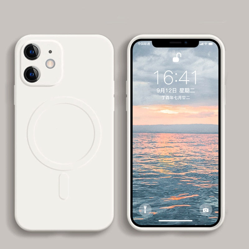 Liquid Silicone Magnetic Case for iPhone 12 Pro Max 11Pro X Xs Xr 7 8 Plus 12 Mini Wireless Charger Magsafing Magnet Back Cover