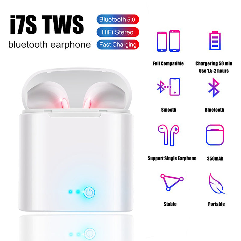 I7s TWS Wireless Bluetooth 5.0 Earphones mini Headsets Earbuds with Mic For Iphone Samsung S6 S8 + Xiaomi Huawei LG ios phones