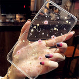 Real Flowers Dried Flowers Transparent Soft TPU Cover For Coque iPhone X 6 6S 7 8 plus Phone Case For iphone XS Max XR Cover