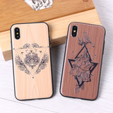 3D Relief Elephone Mermaid Tattoo imitative Wood Phone For iPhone 6 6S 6Plus 7 7Plus 8 8Plus X XS Max Case Cover Capas Fundas