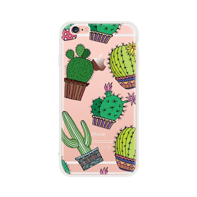 Silicon Case For iPhone 7 7Plus 6 6S 5 5S SE Case Soft TPU Cover Flower Leaves Bird