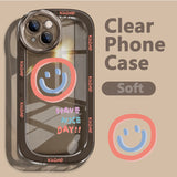 Smiley Face iPhone 14 Phone Case Apple 13pro Transparent 12 Simple 11 All Inclusive XR Men And Women XSMAX Protective Case