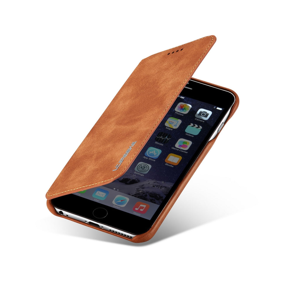 Magnetic Attraction Flip Cover Phone Case For IPhone 6 6s Plus Business Holster Retro Leather Case