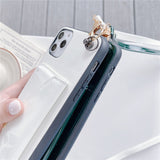 Fashion Glossy wallet leather Phone Case For iPhone 13 12 11 Pro XR XS Max 8 7 Plus Luxury card holder Strap Lanyard Soft Cover