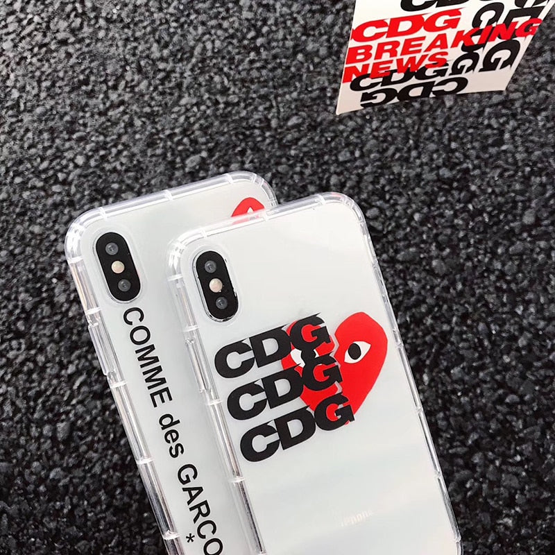Play Comme Des Garcons Transparent Soft Cover case for iphone 6 plus 7 7plus 8 8plus X XR XS MAX