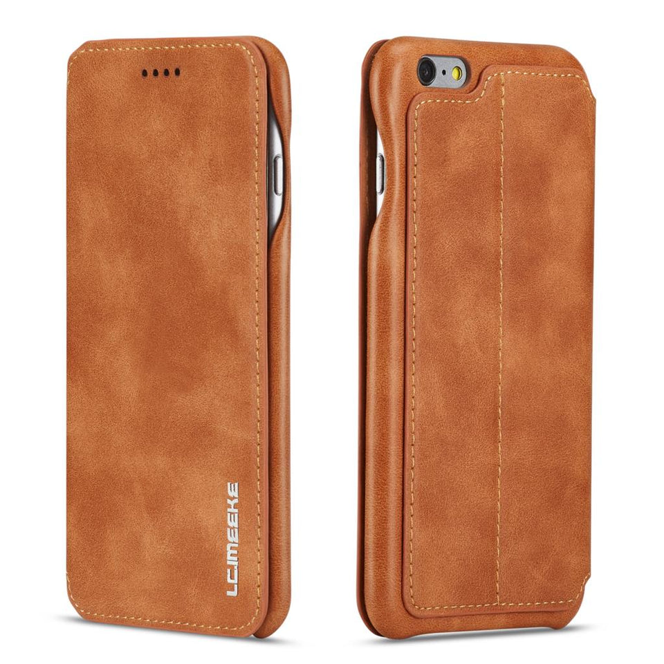 Magnetic Attraction Flip Cover Phone Case For IPhone 6 6s Plus Business Holster Retro Leather Case
