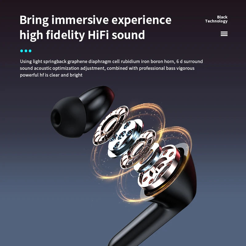 TWS Wireless Bluetooth Headphones LED Display 235mah Charging Box 9D Stereo In-Ear Sports Waterproof Bluetooth 5.1 Headset
