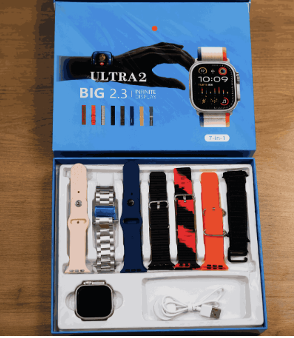 iMounra 2 BIG 2.01 Ultra Smartwatch Random Box | 7 in 1 Strap Multi-Color Bundle | Premium Design & Advanced Features (Random Boxes)