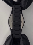 Black Minimalist Analog Wrist Aura Watch With Stainless Steel Strap And Butterfly Lock Non Waterproof