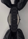 Black Minimalist Analog Wrist Aura Watch With Stainless Steel Strap And Butterfly Lock