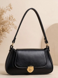 Classic Flap Shoulder Purse for Women – Premium Leather Look Handbag Black