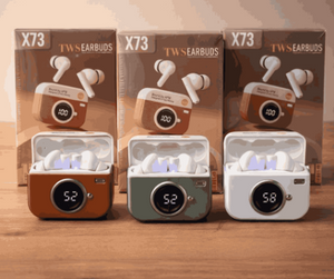 X73 TWS Wireless Earbuds Game Box Edition – True Wireless Stereo Earphones with Retro Retro Console Styling and LED Digital Battery Percentage Display - Random Color