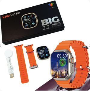 V200 Ultra 2.2" Smart Watch with Wearfit Pro App – IP68 Waterproof Sport Fitness Watch (Orange)